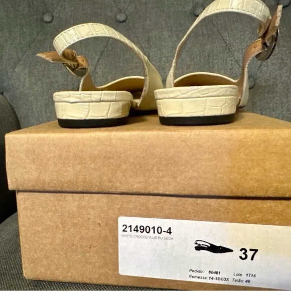 Anthropologie Cream Textured Slingback Heels - Picture 5 of 5